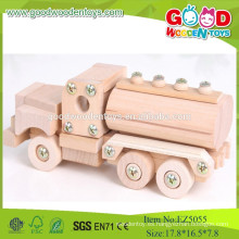2015 baratos populares de madera de combustible del tanque de coches-montar camiones de juguete de madera
